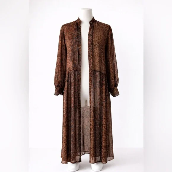 H&M Animal Print Sheer Midi Dress / Duster – Size 8 - Picture 3 of 9